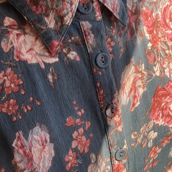 April Cornell soft floral rayon shirtwaist dress with waist tie Small - Picture 14 of 15